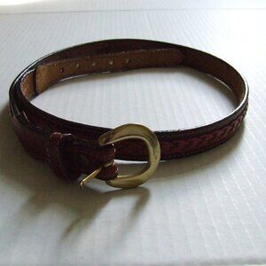 Leegin belt braided leather two tone vintage unisex size 32 small Western 70s